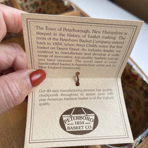 Peterboro Basket Co Divided Caddy Buffet Server Fabric Plastic Liners Farmhouse - Picture 3 of 14